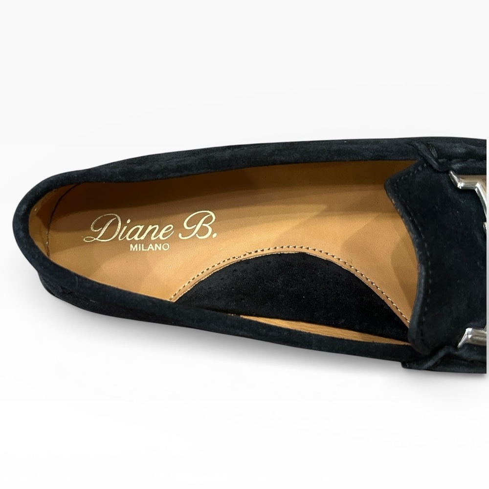 Diane B. Tid Bit Italian Black Suede Loafers Size 37 1/2 US Size 7.5 - Picture 6 of 14